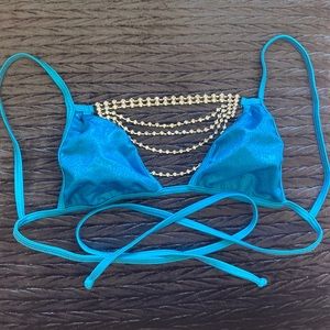 Luxury embellished swim suit top